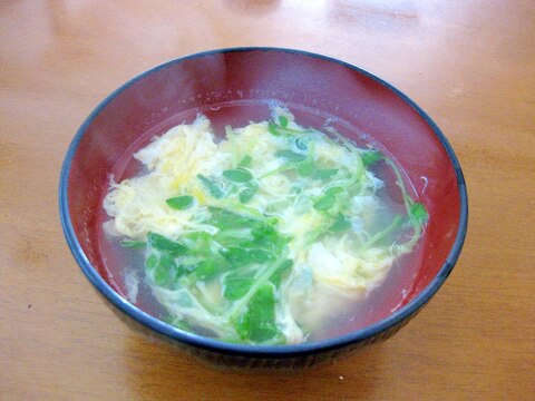 超簡単！豆苗のかきたま汁